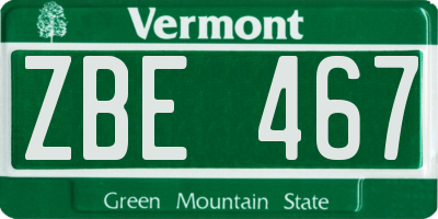 VT license plate ZBE467