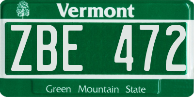 VT license plate ZBE472