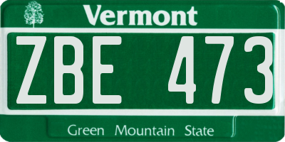 VT license plate ZBE473