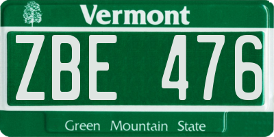 VT license plate ZBE476