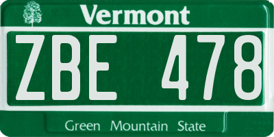 VT license plate ZBE478
