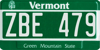 VT license plate ZBE479