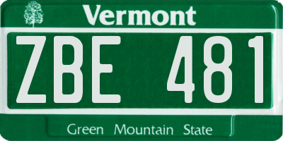 VT license plate ZBE481