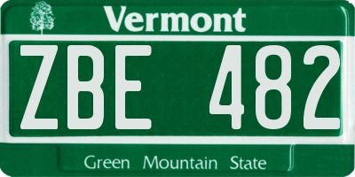 VT license plate ZBE482