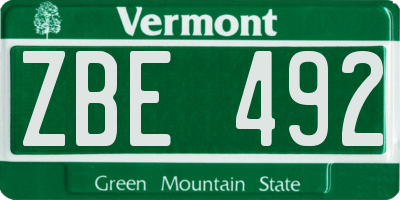 VT license plate ZBE492