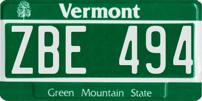 VT license plate ZBE494