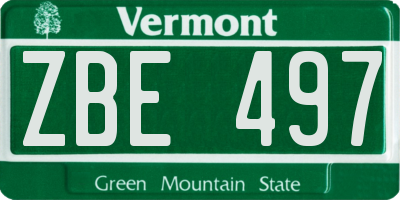 VT license plate ZBE497