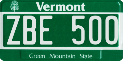 VT license plate ZBE500