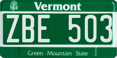 VT license plate ZBE503