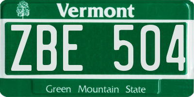 VT license plate ZBE504
