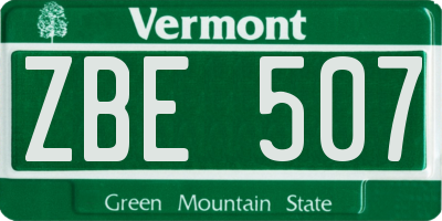 VT license plate ZBE507