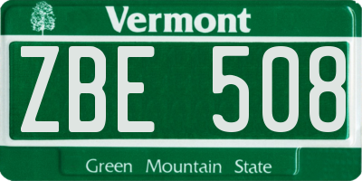VT license plate ZBE508
