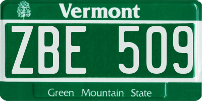 VT license plate ZBE509