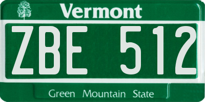 VT license plate ZBE512