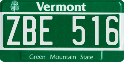 VT license plate ZBE516