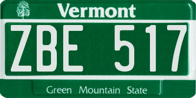 VT license plate ZBE517