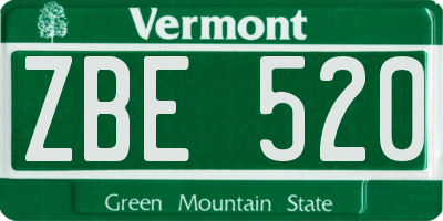 VT license plate ZBE520