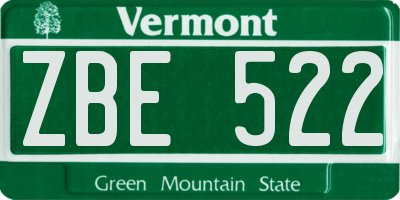 VT license plate ZBE522