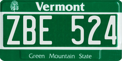 VT license plate ZBE524