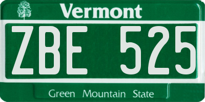 VT license plate ZBE525