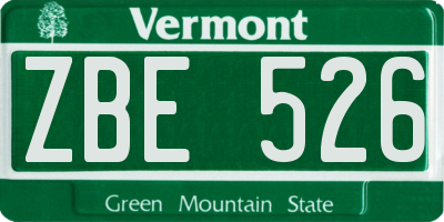VT license plate ZBE526