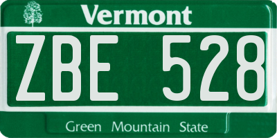 VT license plate ZBE528