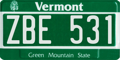 VT license plate ZBE531