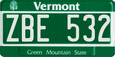 VT license plate ZBE532