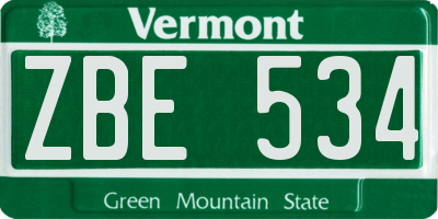 VT license plate ZBE534