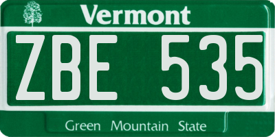 VT license plate ZBE535