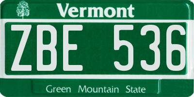 VT license plate ZBE536