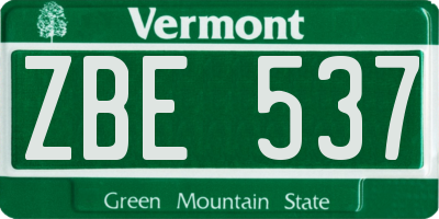 VT license plate ZBE537
