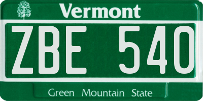 VT license plate ZBE540