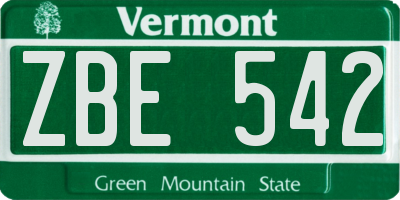 VT license plate ZBE542
