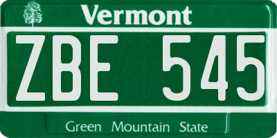 VT license plate ZBE545