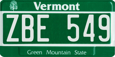 VT license plate ZBE549