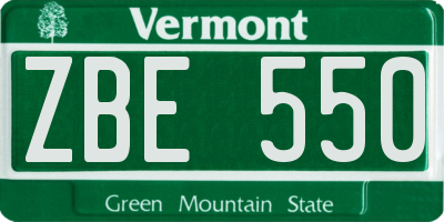 VT license plate ZBE550