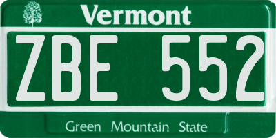 VT license plate ZBE552