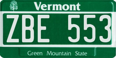 VT license plate ZBE553
