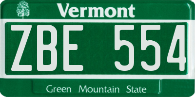 VT license plate ZBE554