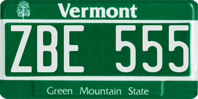 VT license plate ZBE555