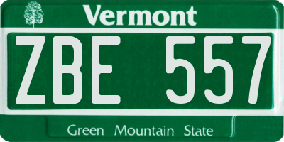 VT license plate ZBE557