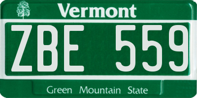 VT license plate ZBE559