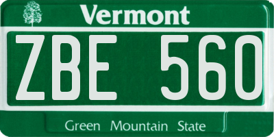 VT license plate ZBE560
