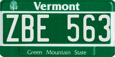 VT license plate ZBE563