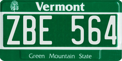 VT license plate ZBE564
