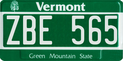 VT license plate ZBE565