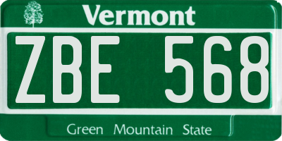 VT license plate ZBE568