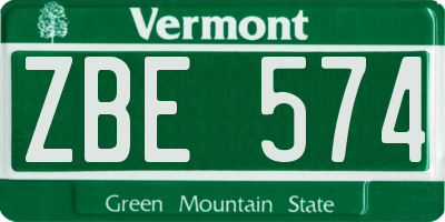 VT license plate ZBE574