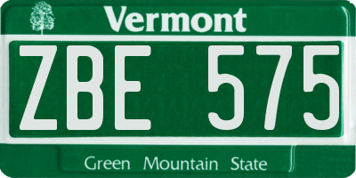VT license plate ZBE575